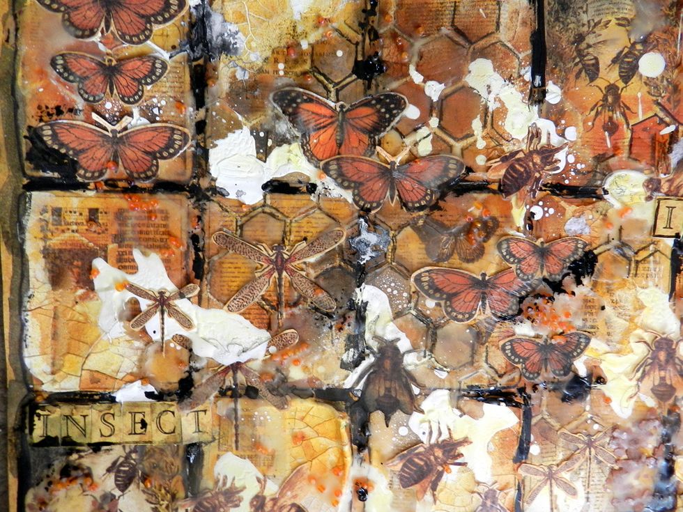 Apply black gesso between the tags.