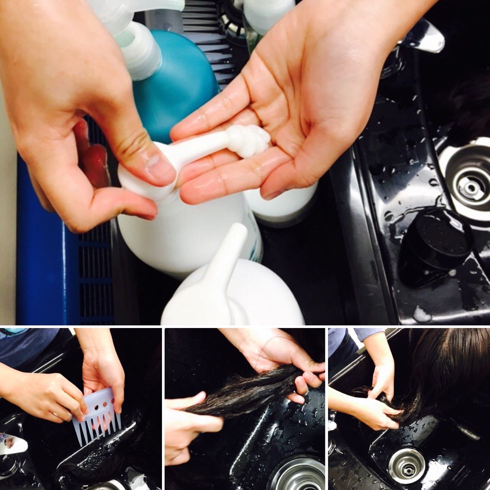 Apply conditioner to the midlength of the hair down to the end