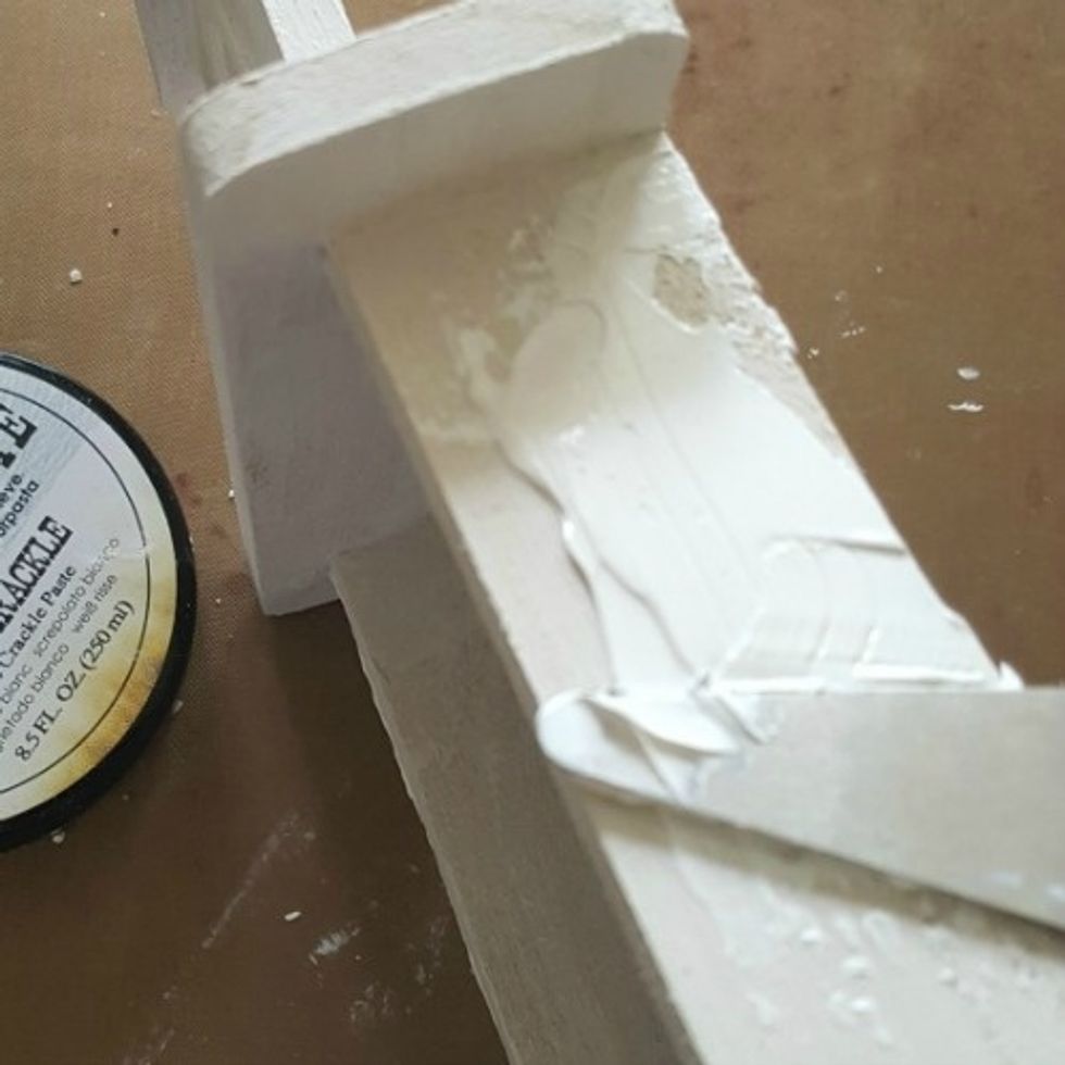 apply crackle medium to the top half of the lighthouse