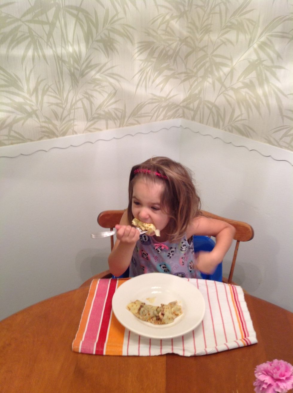 apply directly to mouth. (no need to wait for your dad to sit and eat his with you)