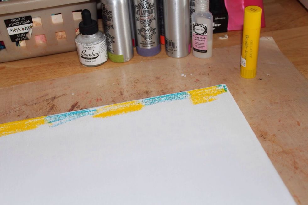 Apply gelatos to pre gesso'd canvas.