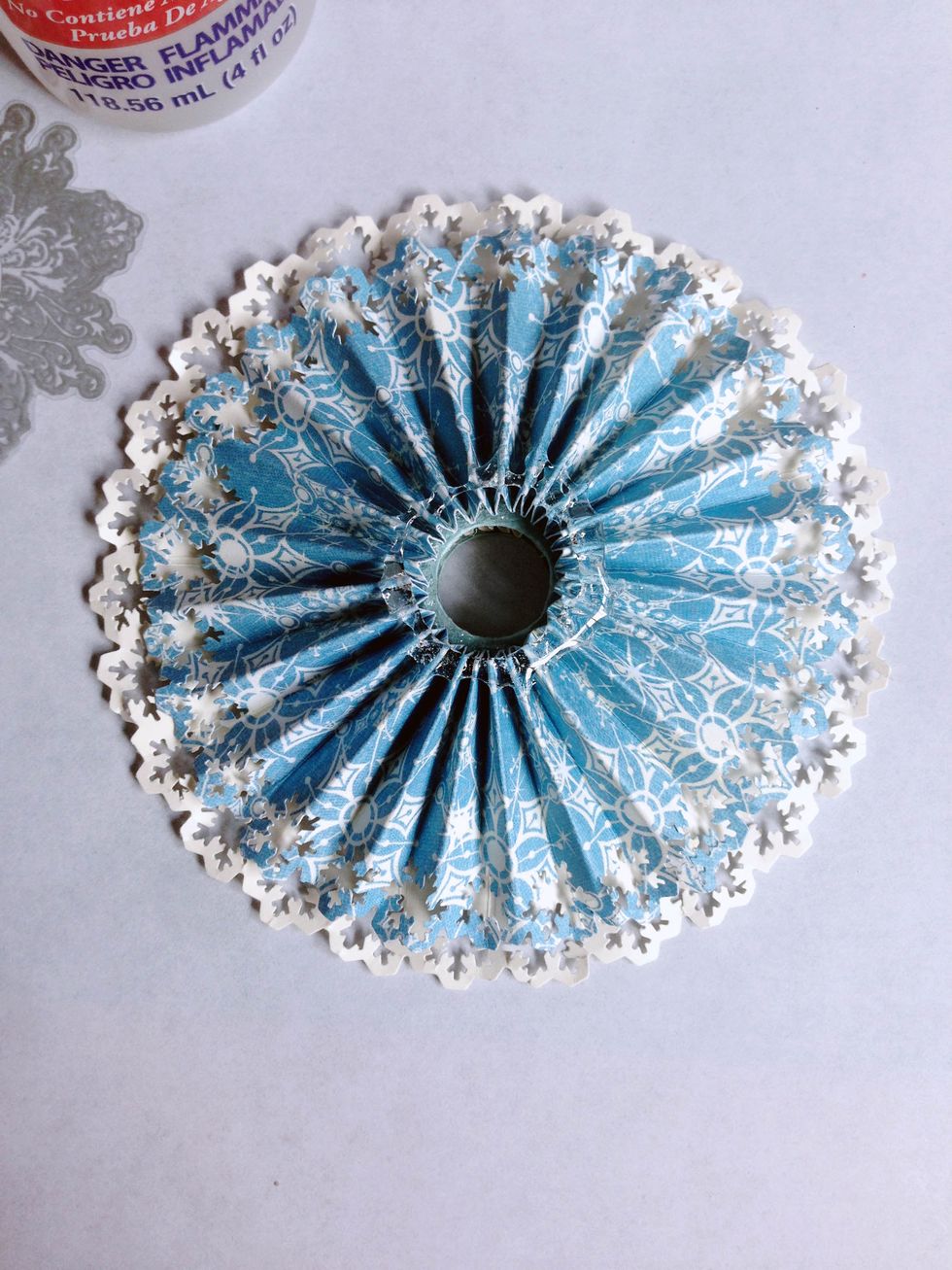 Apply glue on top of the dual rosettes...