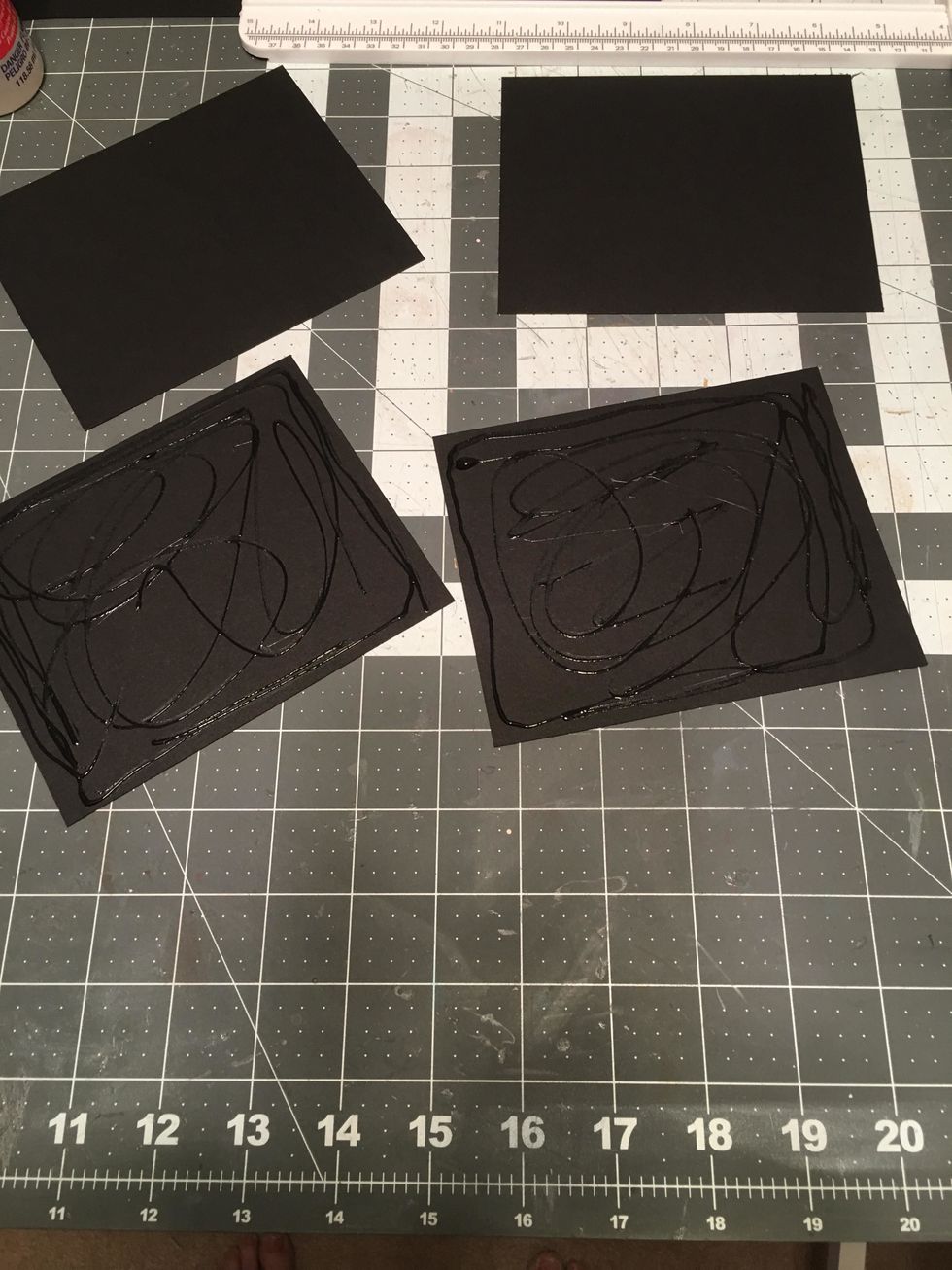 Apply glue to 2 pieces 4 1/2 x 5 1/2 of the four you just cut and glue each to the other cover pieces to create 2 covers. Make sure you glue these on straight on all 4 sides.