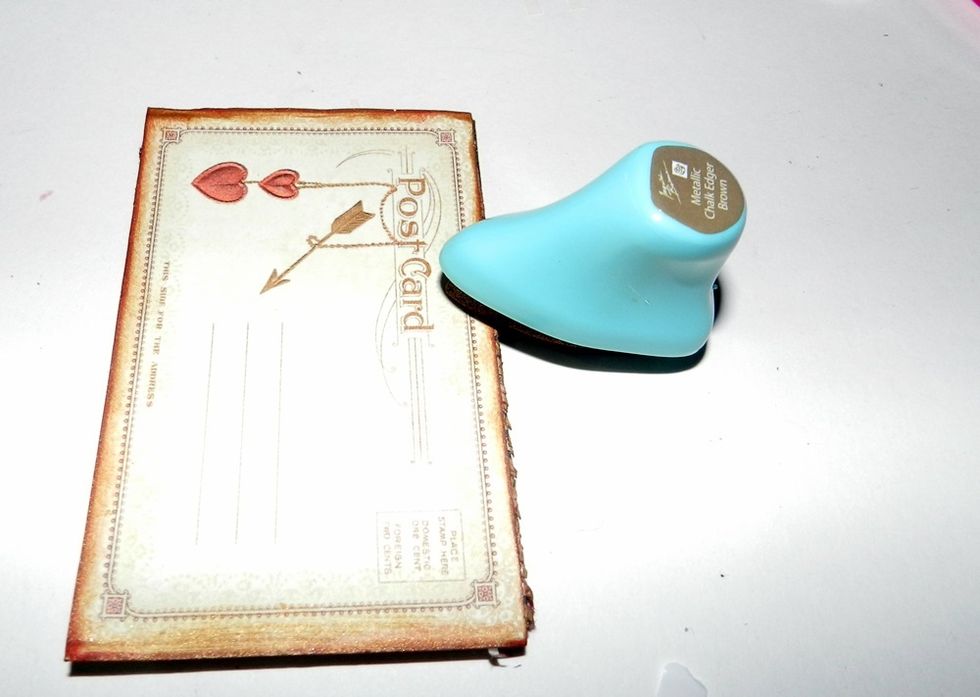 Apply gold ink pad on the borders.