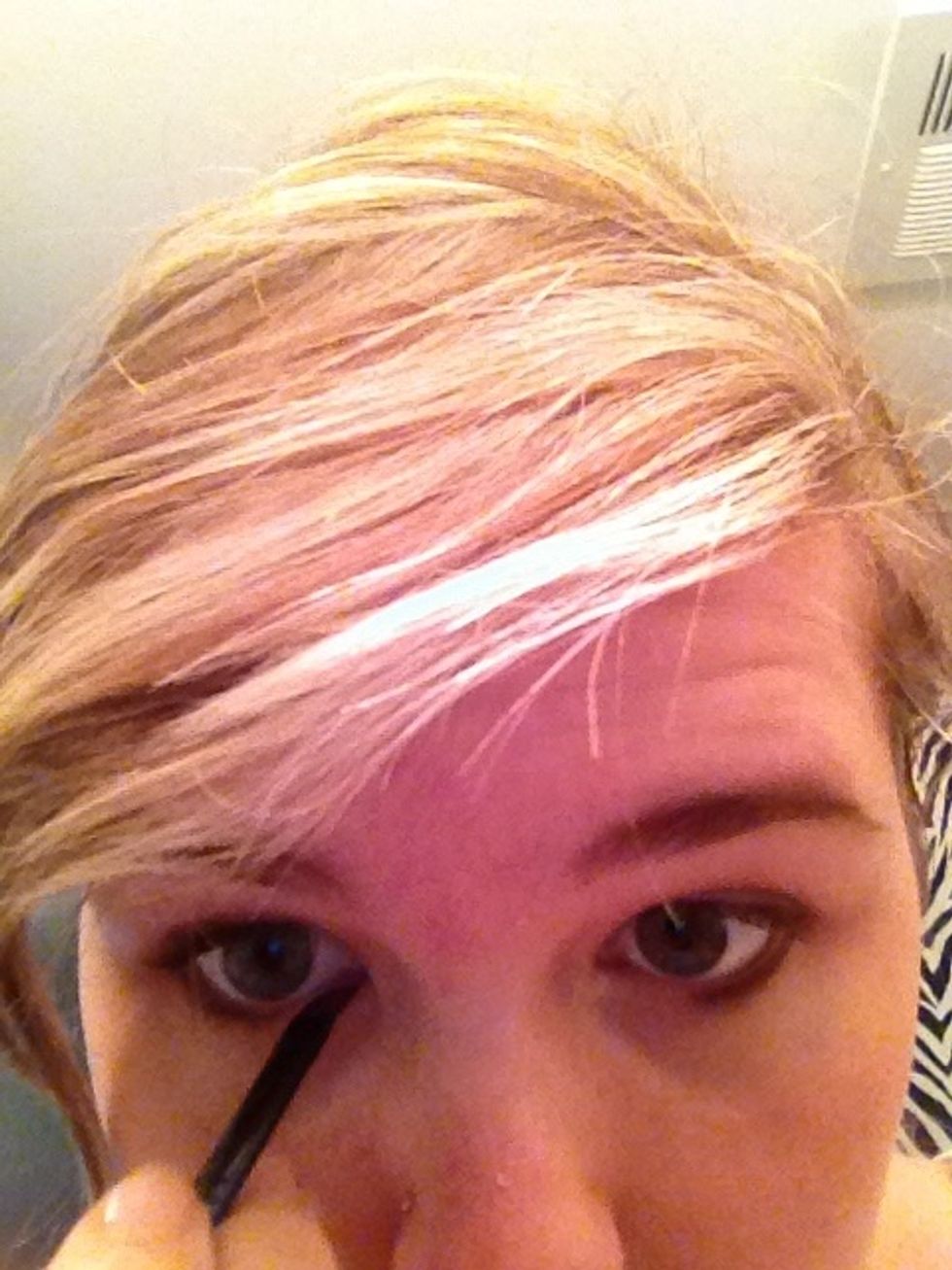 Apply it from the bottom corner closest to your nose and drag across until it reaches the dark line