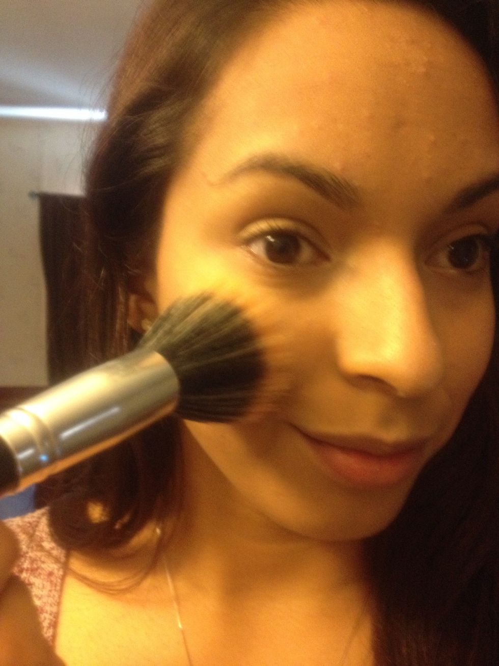 Apply it to the apples of the cheek.