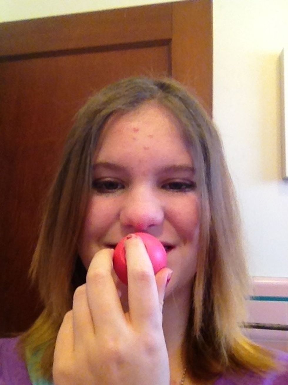 Apply LipBalm so that your lips don't crack and fall off. (I'm using EOS limited edition Alice in Wonderland berry potion)