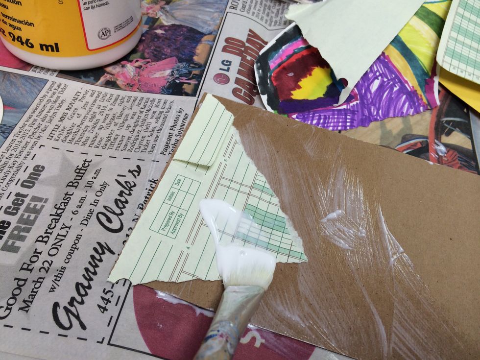 Apply more Mod-Podge where you wish to add more paper.