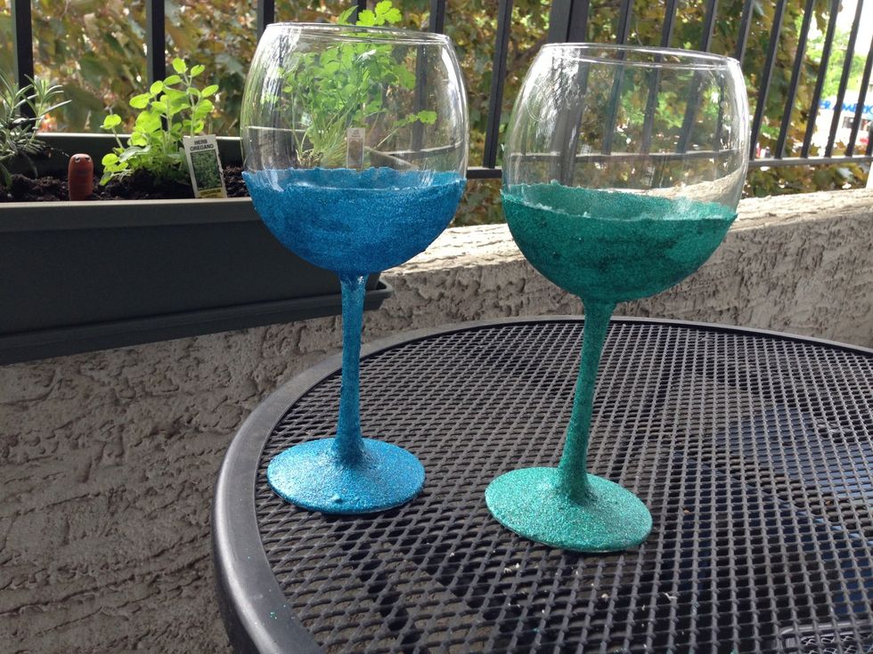 Apply one last layer of mod podge but do NOT add glitter. This will act as a sealant. Let dry. Remove tape carefully. Done!!