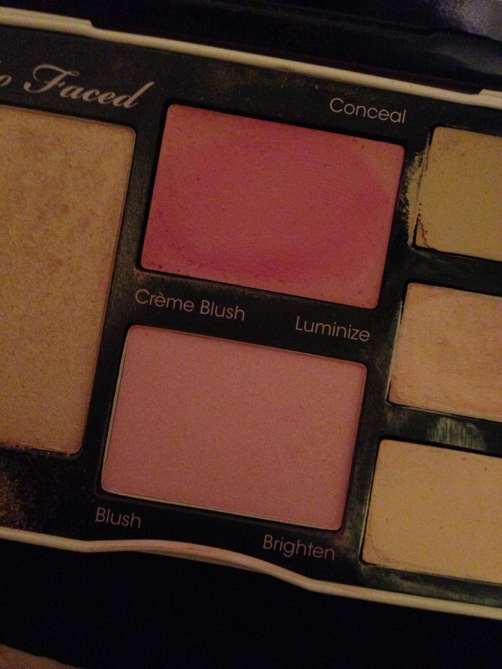Apply pink blush or shadow to middle of of lid