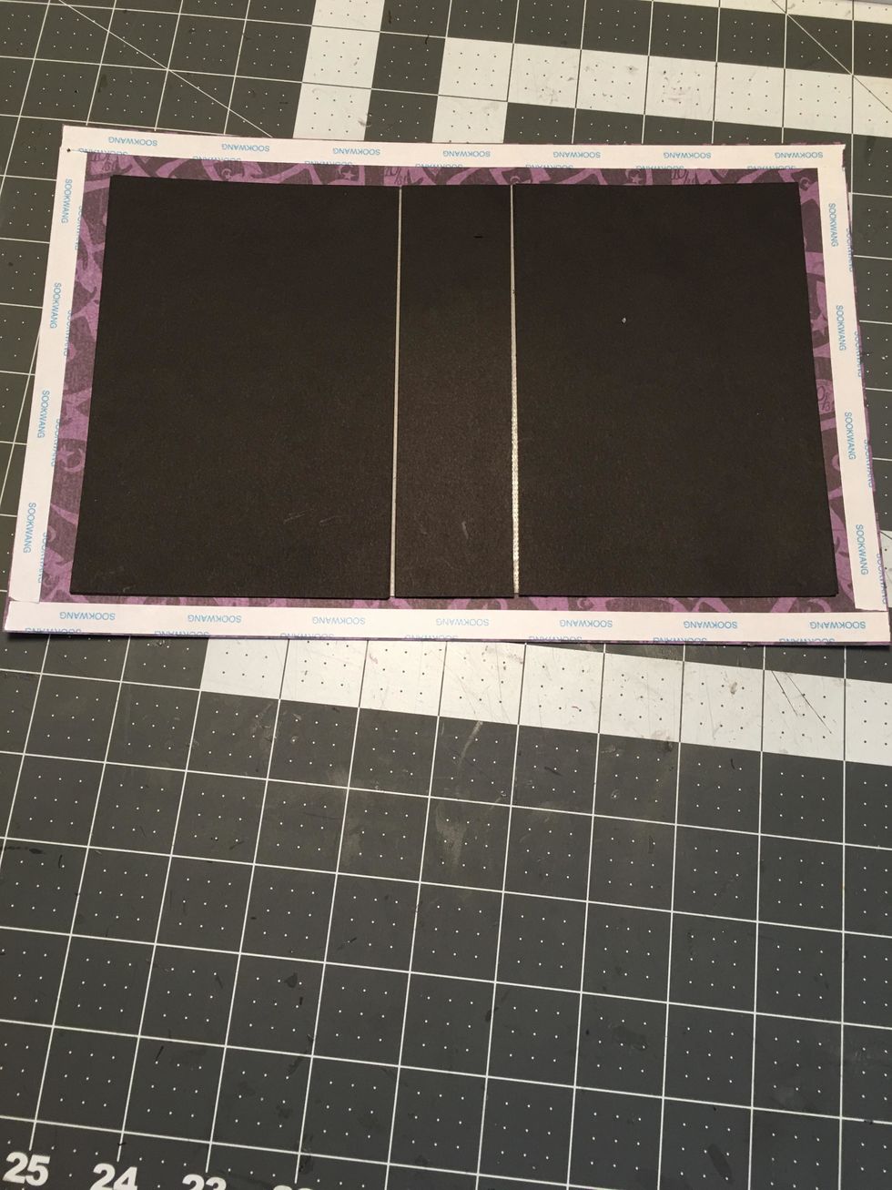 Apply scor-tape to all 4 sides of the patterned paper.