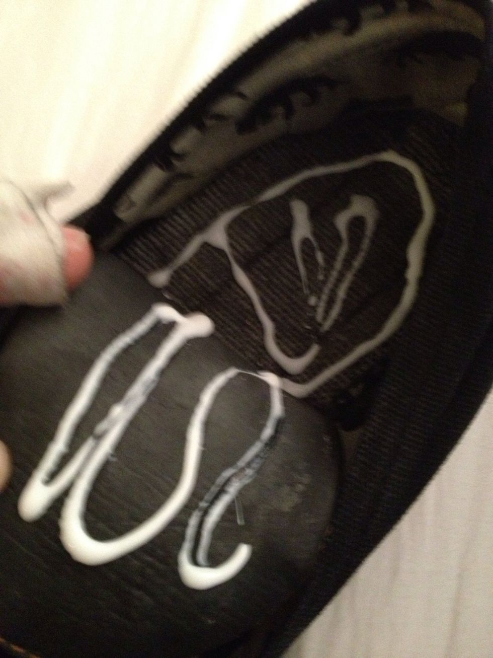 Apply some to the back of the insole and mid base.