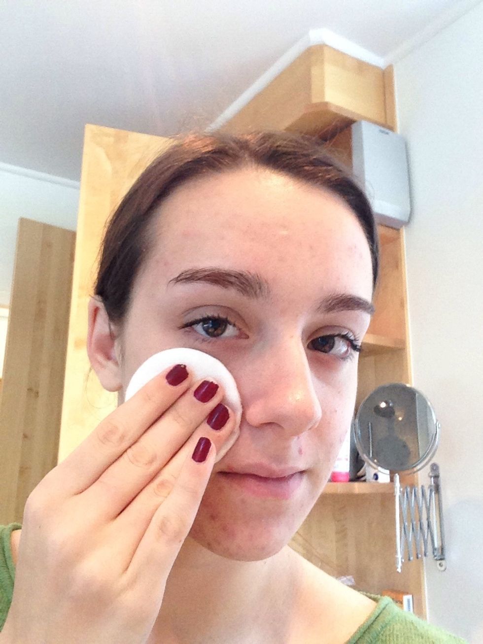 Apply some toner :) make sure that there is no alcohol in it that's the worst for acne skin