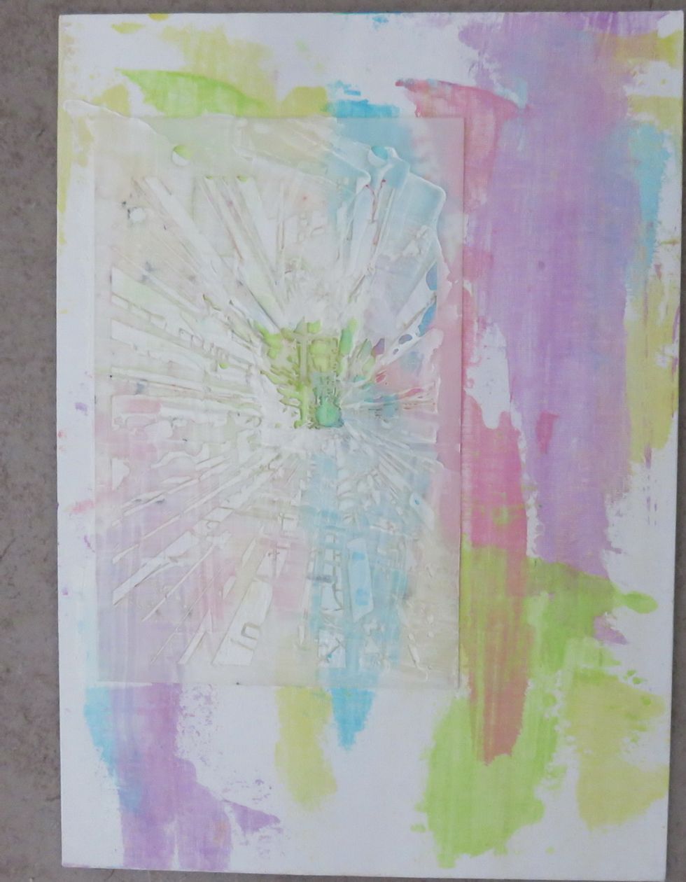 Apply texture paste over Fragments stencil as shown. Let it dry.