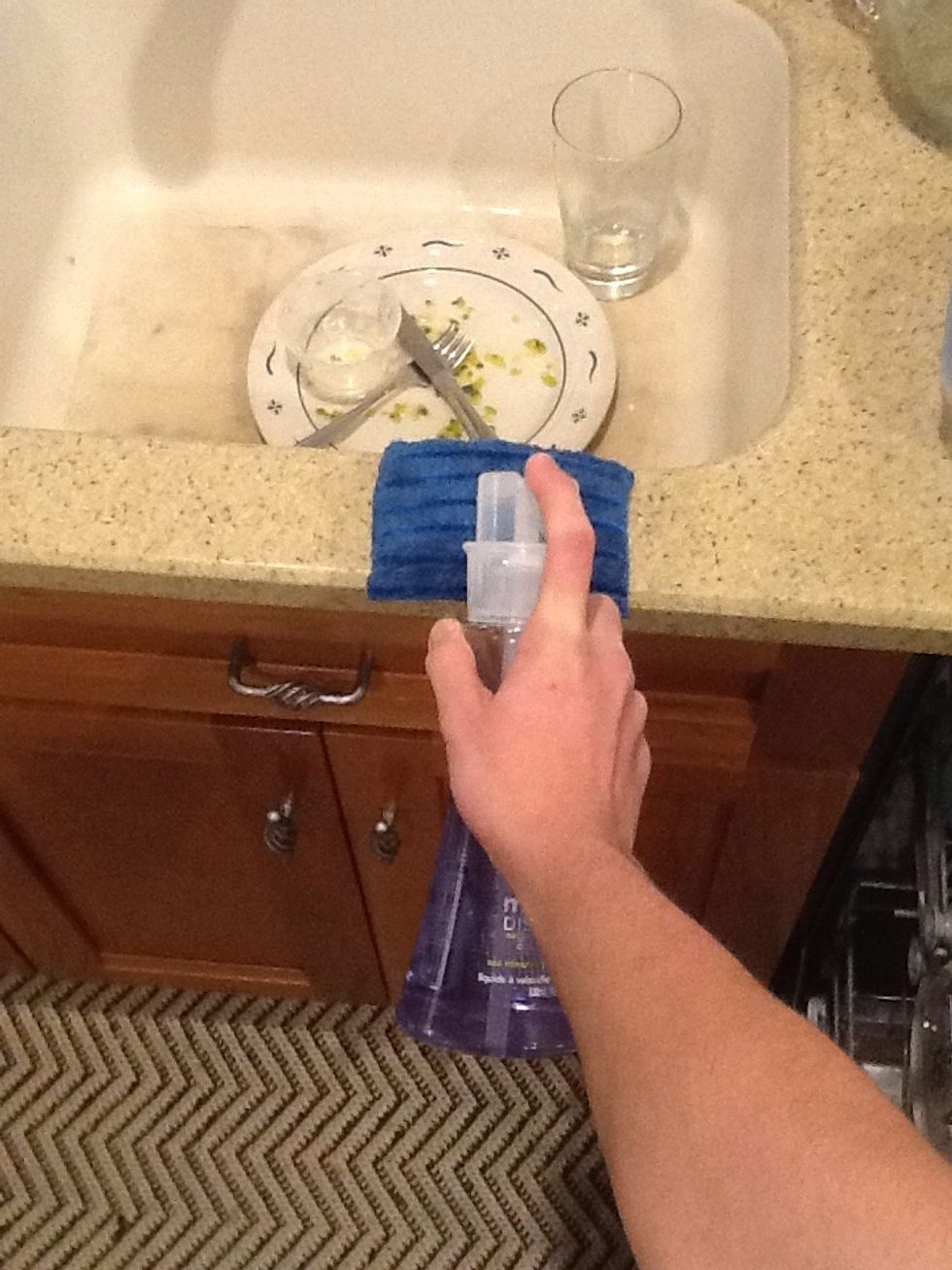 Apply the soap to the sponge and rub it in.