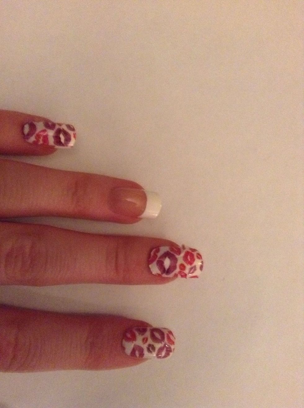 Apply them. ( I skipped the ring finger because I'm using nail polish)