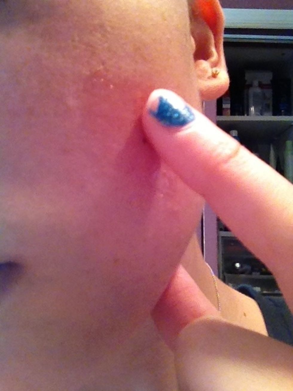 Apply to face. This substance is clear