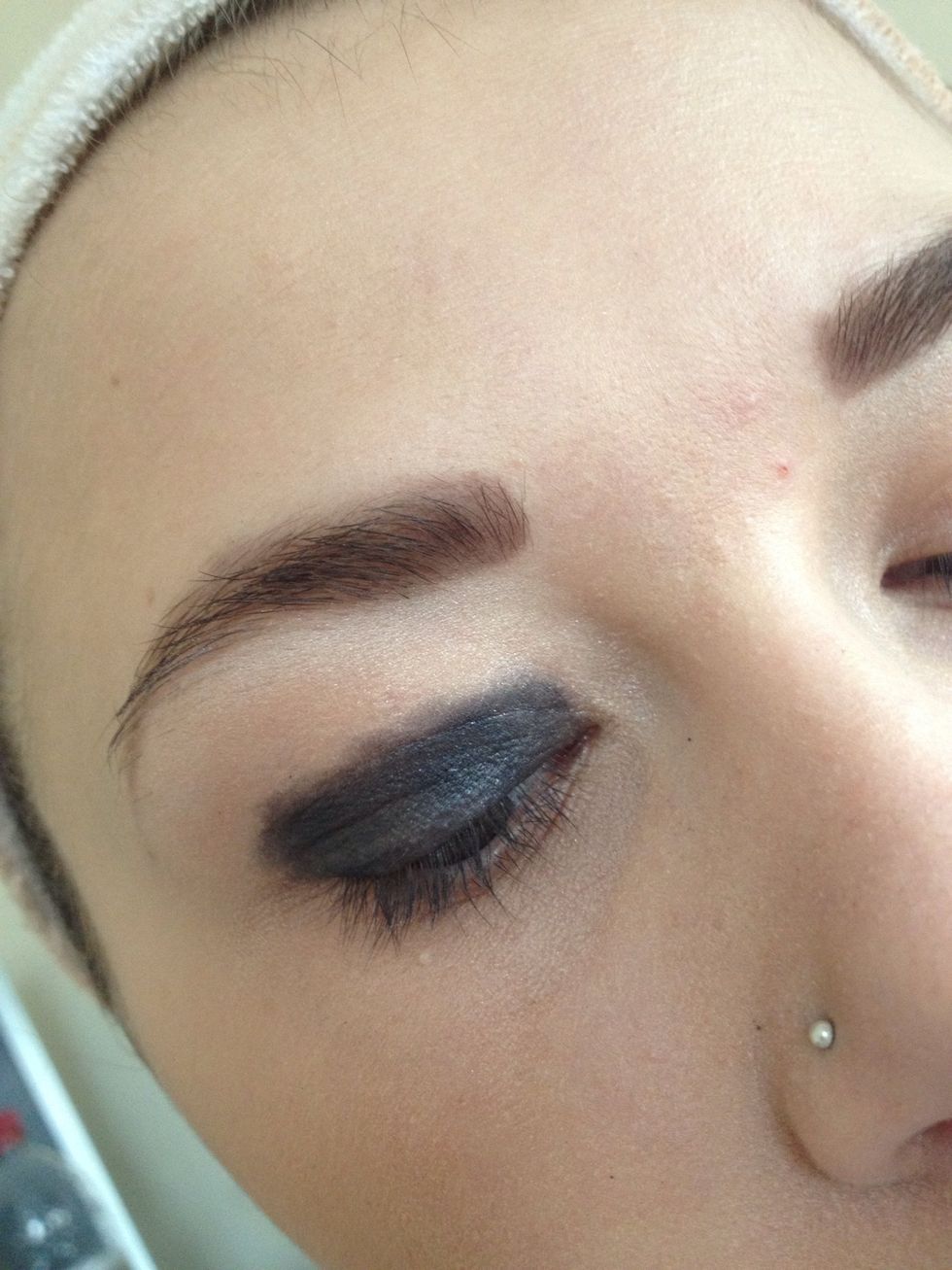 Apply to the lid up to the crease, don't worry about being neat as we will blend this