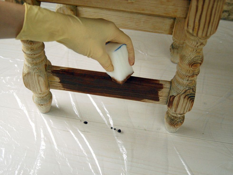 Apply Varnish based on water desired shade on the stool legs. You can repeat the act of applying if you want a deeper shade.