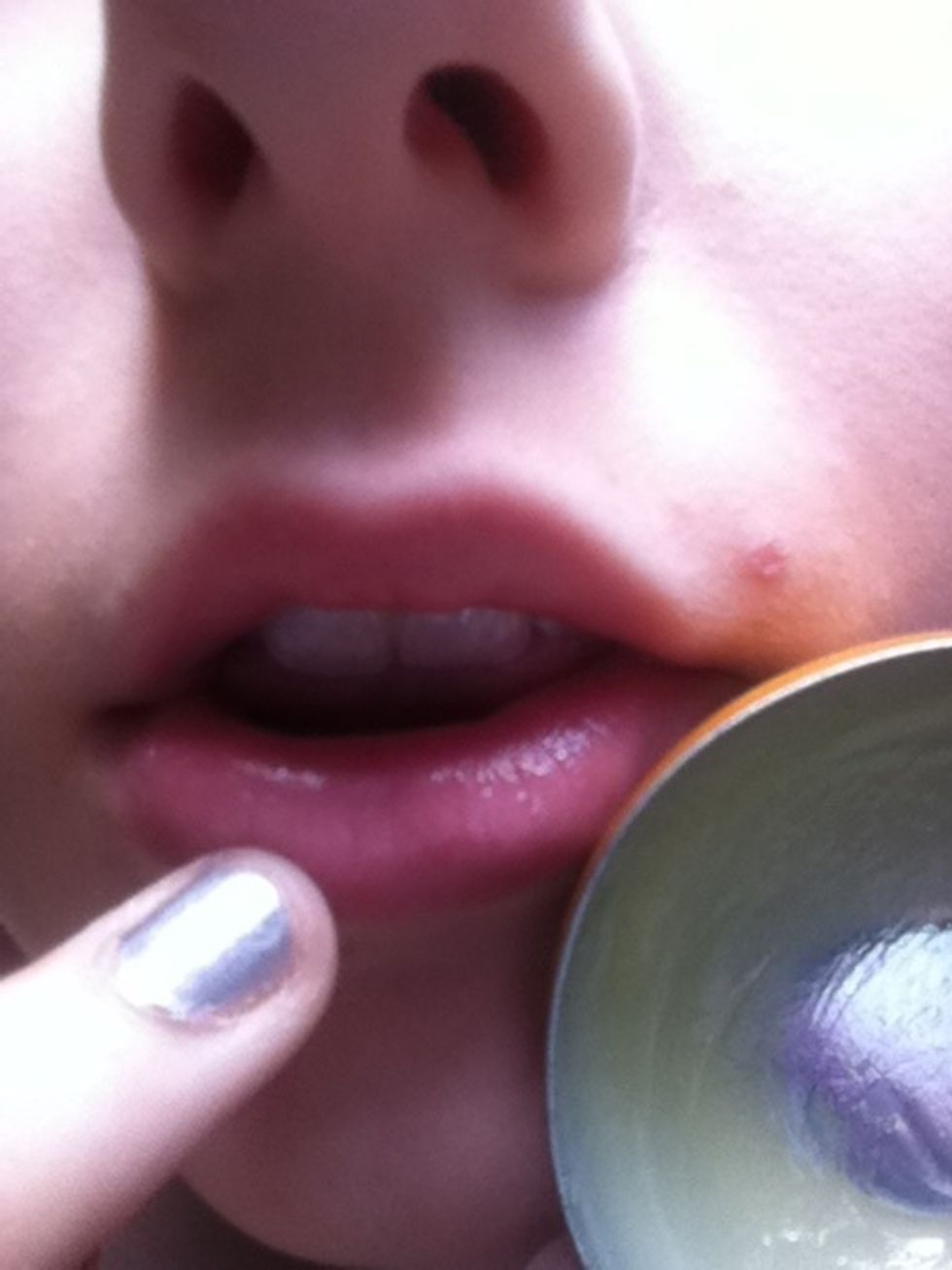 Apply vaseline or lipbalm.