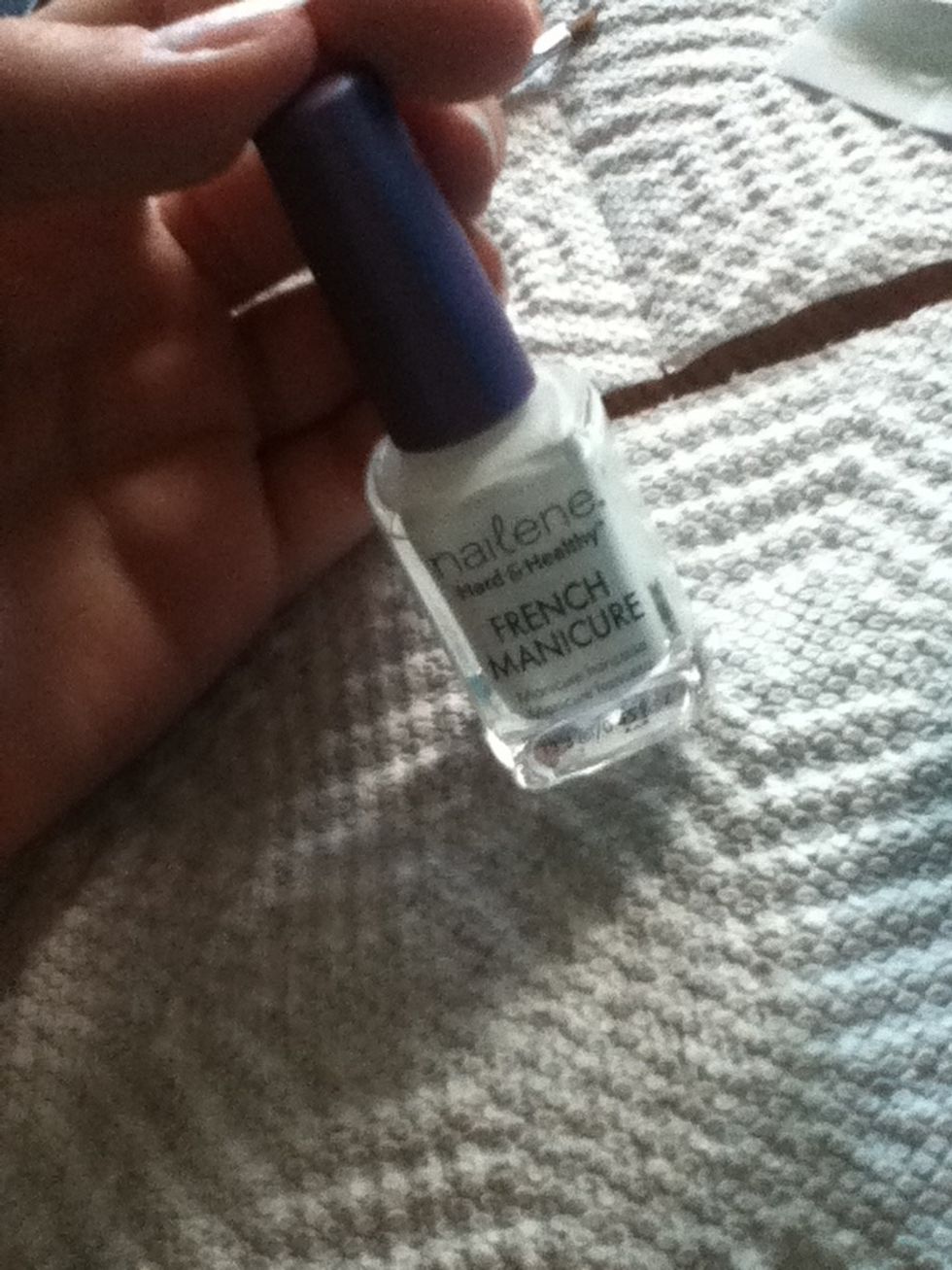 Apply white all over nails..