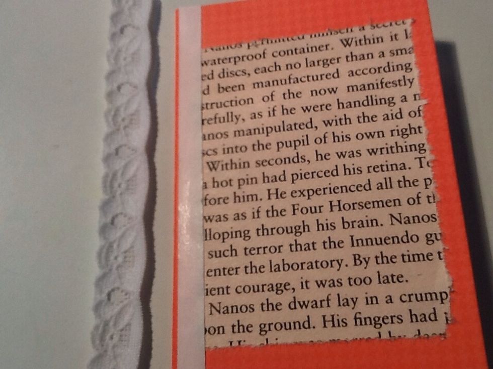 Apply your double sided tape/glue onto the left hand side of the card.