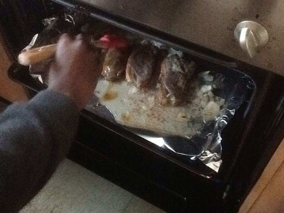 Apply your honey and soy mix onto both sides of the lamb.