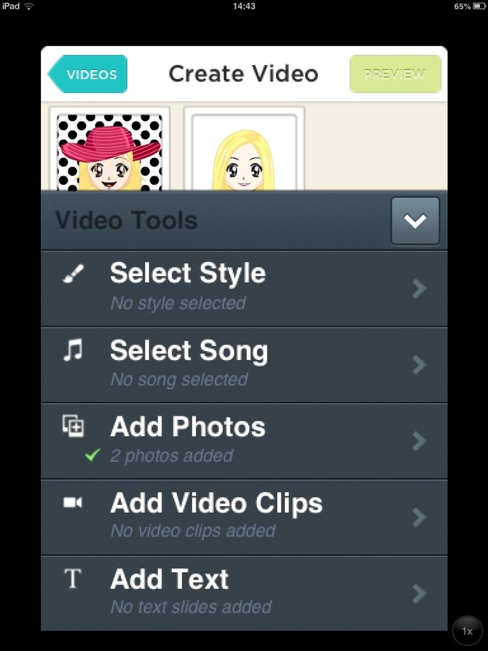 Aqu\u00ed podeu editar el video. Pots canviar la plantilla, la can\u00e7\u00f3, afegir una lletra, i v\u00eddeos. Si t'has oblidat alguna foto tamb\u00e9 pots afegir en aquesta finestra