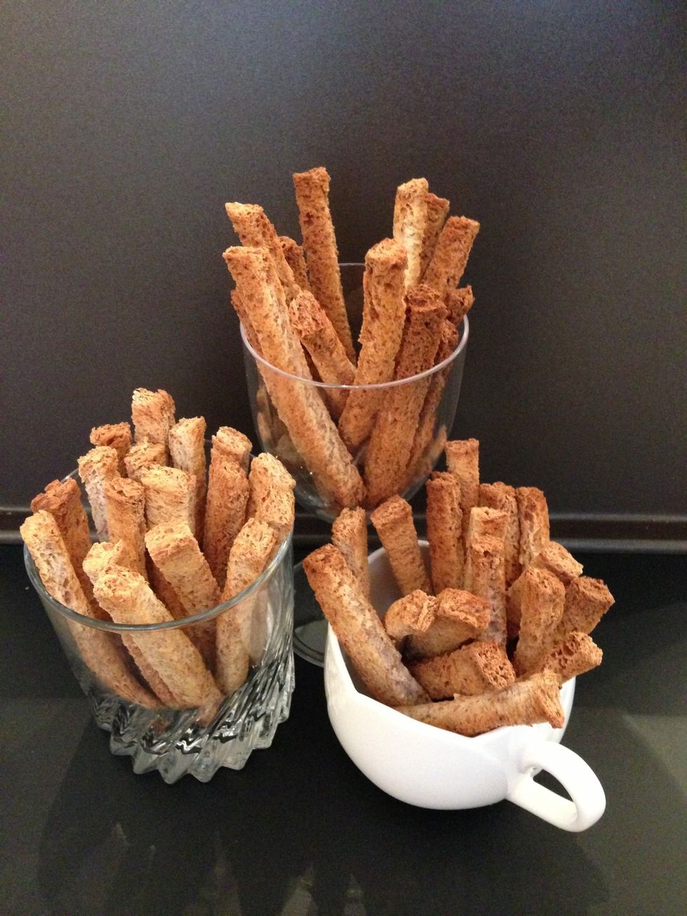 Arrange in what ever you have at hand cups or glasses