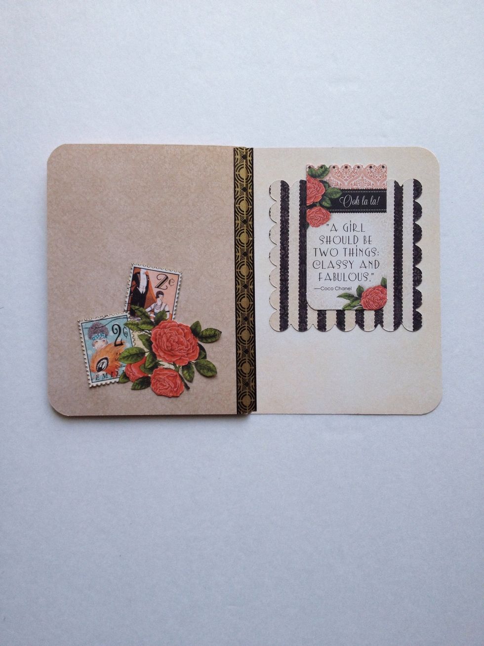 Arrange pieces per photo, then adhere. (You are only adhering one black and white square.)