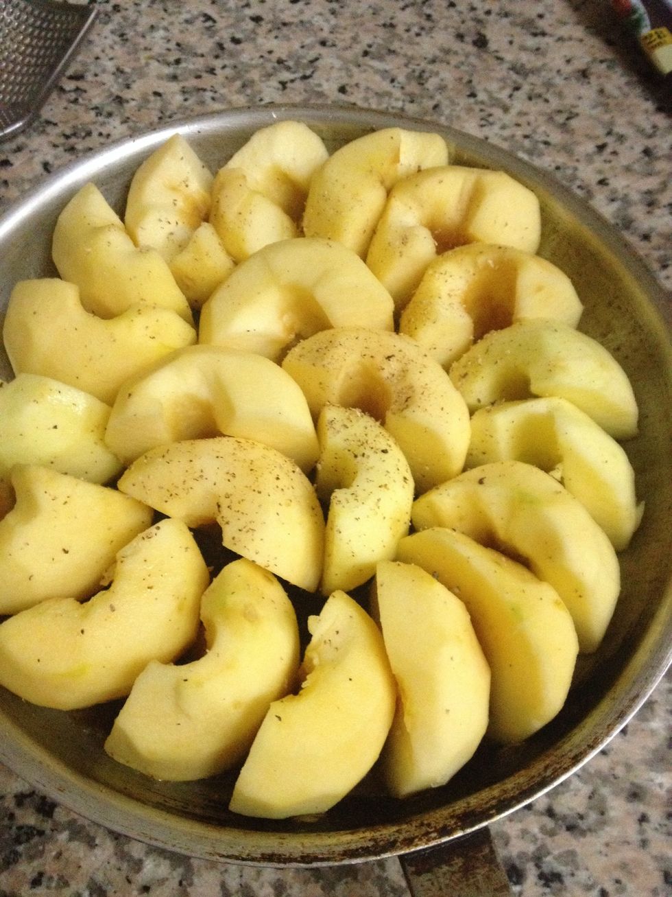 Arrange the apple halves. Fit them tightly as they will shrink while u cook them. I added more cinnamon as I love it with apples