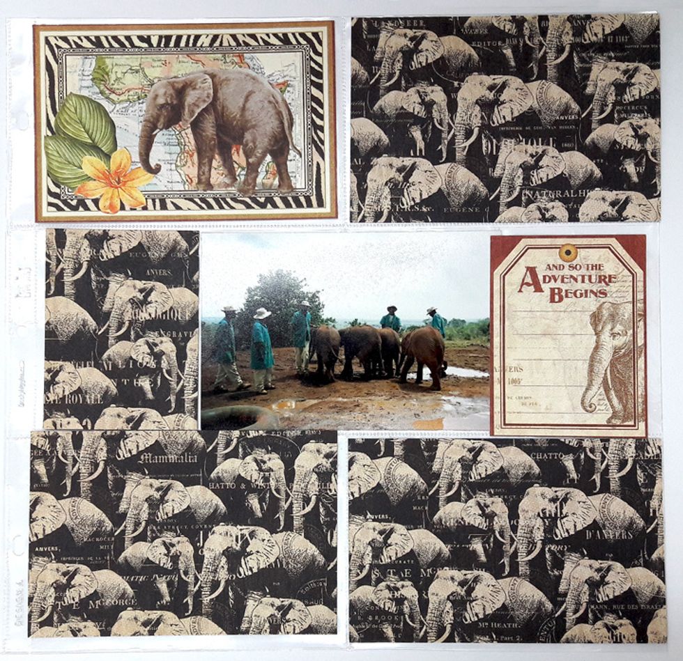 Arrange the pieces to fit all pockets. The photo will be the flap attached to two center pockets.