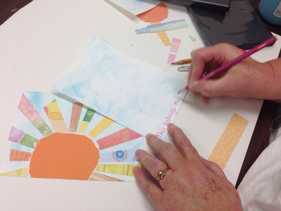 Arrange the sun on one background paper and glue in place. Trim away any pieces that hang over the edge. Add any decorations or phrases that you would like on the second background paper.