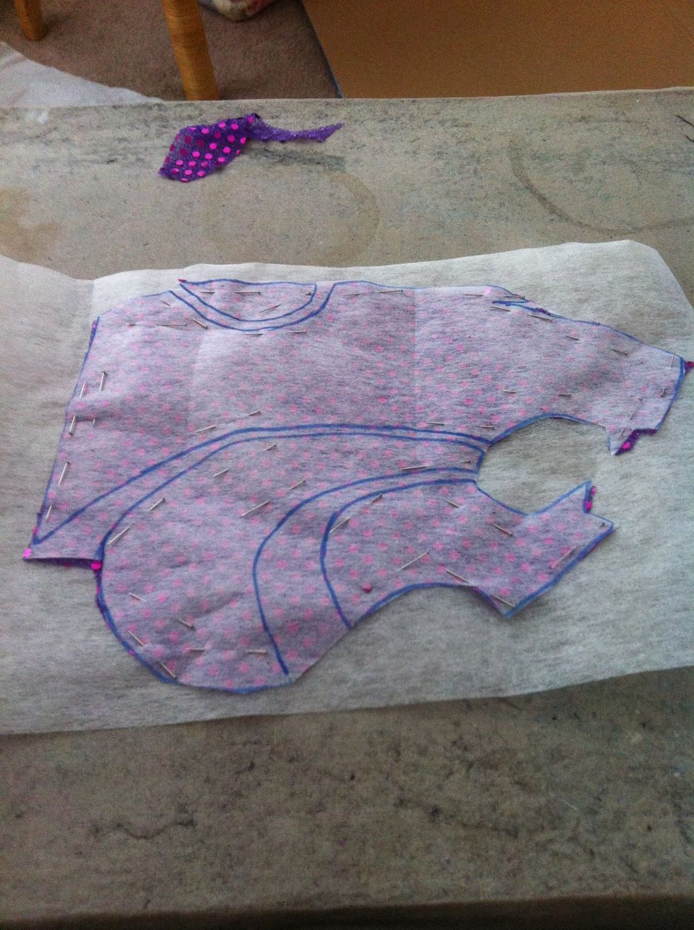 As a true craftaholic I had some Tear-Easy lying around just asking to be used. Going to try appliqu\u00e9 technique with it. The sequin fabric is very flimsy so will use a layer under as well as above.