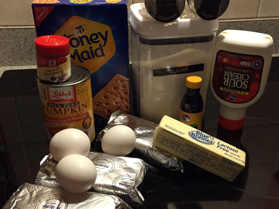 As always gather necessary ingredients. Preheat oven to 350 degrees.