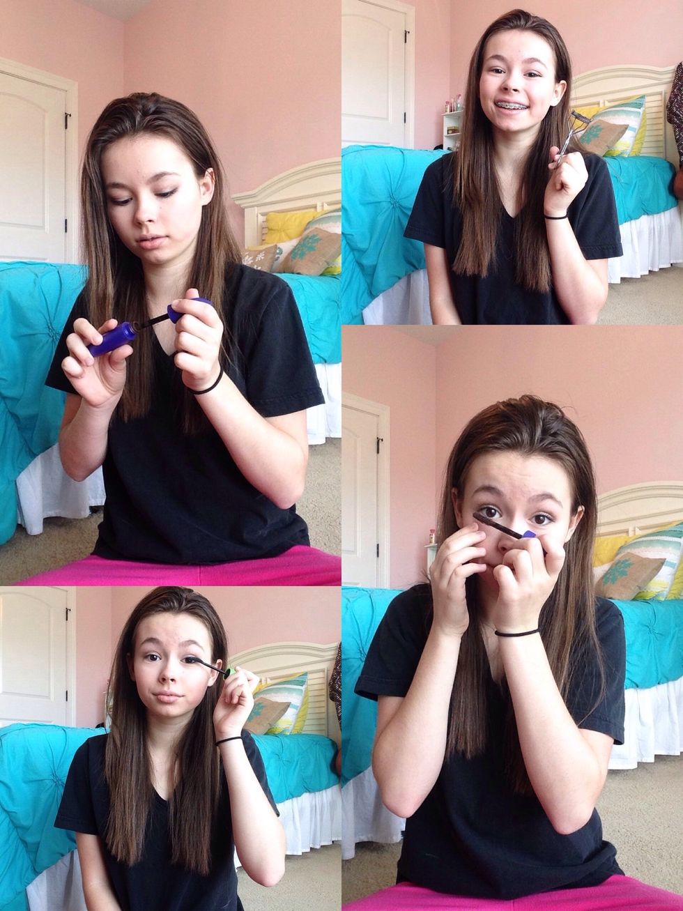 As for mascara, I applied a black mascara to the upper classes focusing on the upper lash line so it will seem like you are wearing eyeliner. On the bottom lashes I lightly applied a brown mascara.