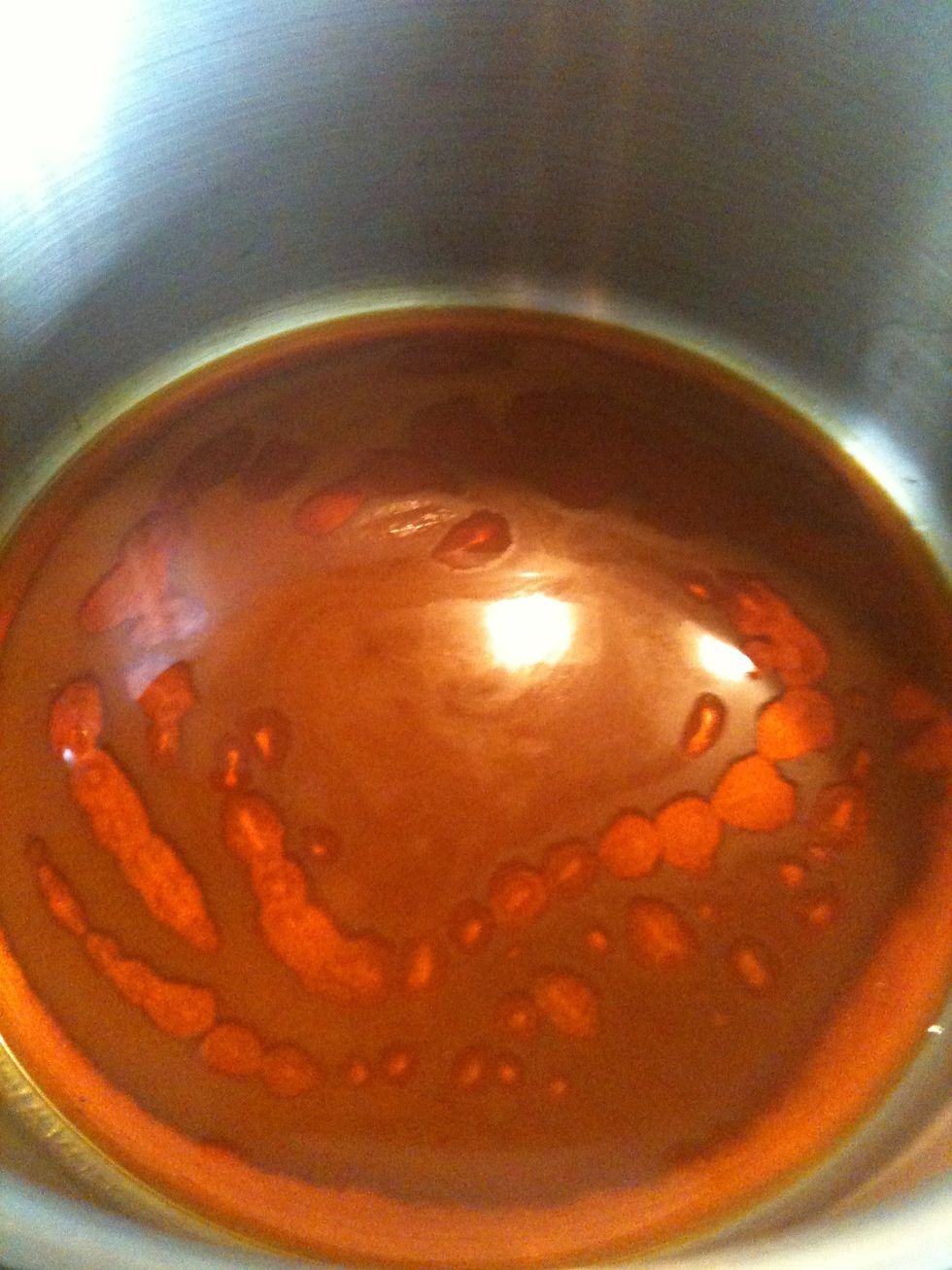 As I'm using palm oil, make sure it's melted n hot but nt too hot before u add d blended ingredient.