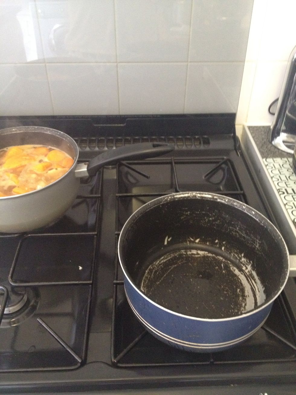 As I used a small hand held blender, I had to get another pot ready. However, if you have a big enough blender you may not have to do this.