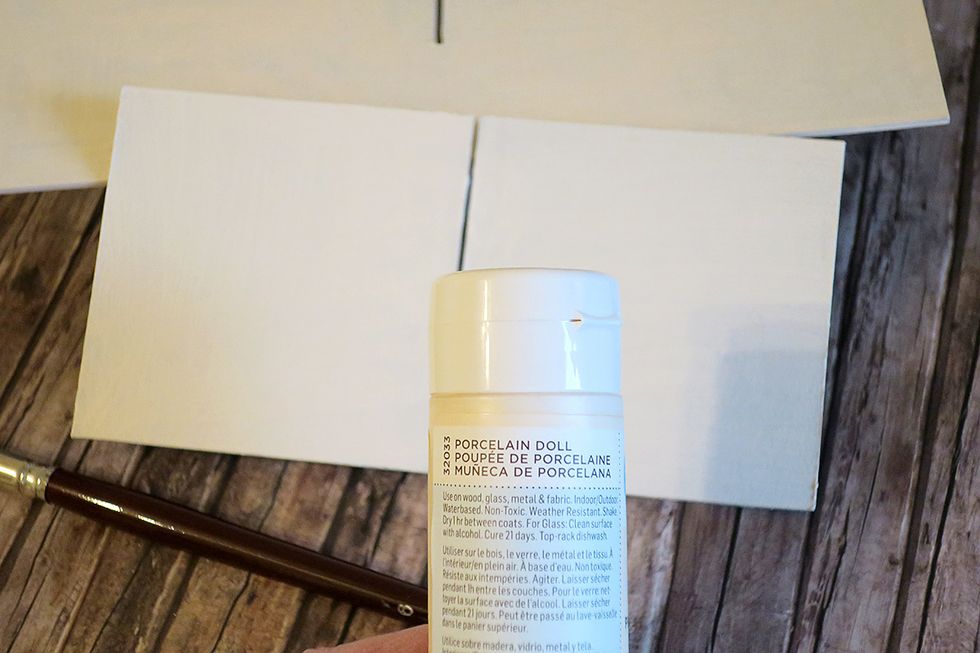 As I will be using an ivory box, I colored my pieces with the "Porcelain Doll" paint from Martha Stewart.