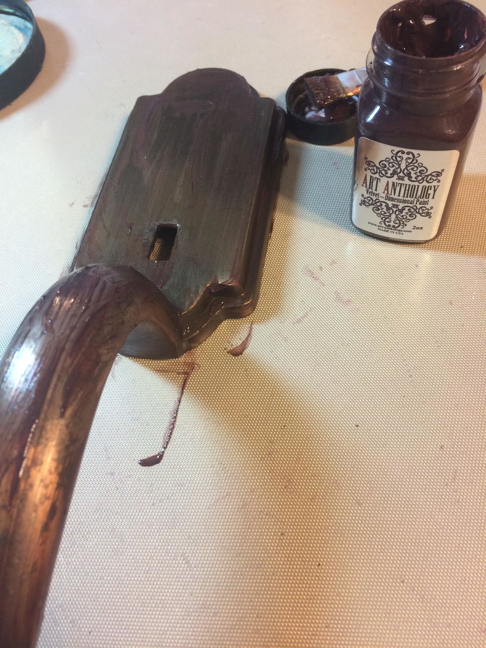 As instructed, I painted a layer of Truffle Velvet.