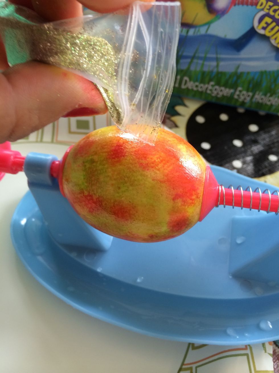 As it drys you do have to add some glue and glitter to the ends.