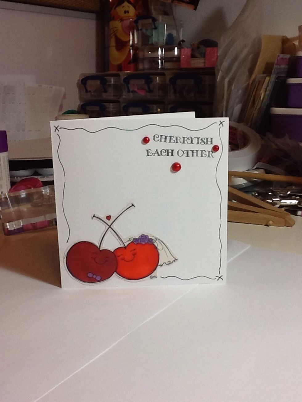 As mentioned in my supplies list, this can be done with digital images. Print off the image, colour and then go around the edge like shown before. Cut out and stick down!