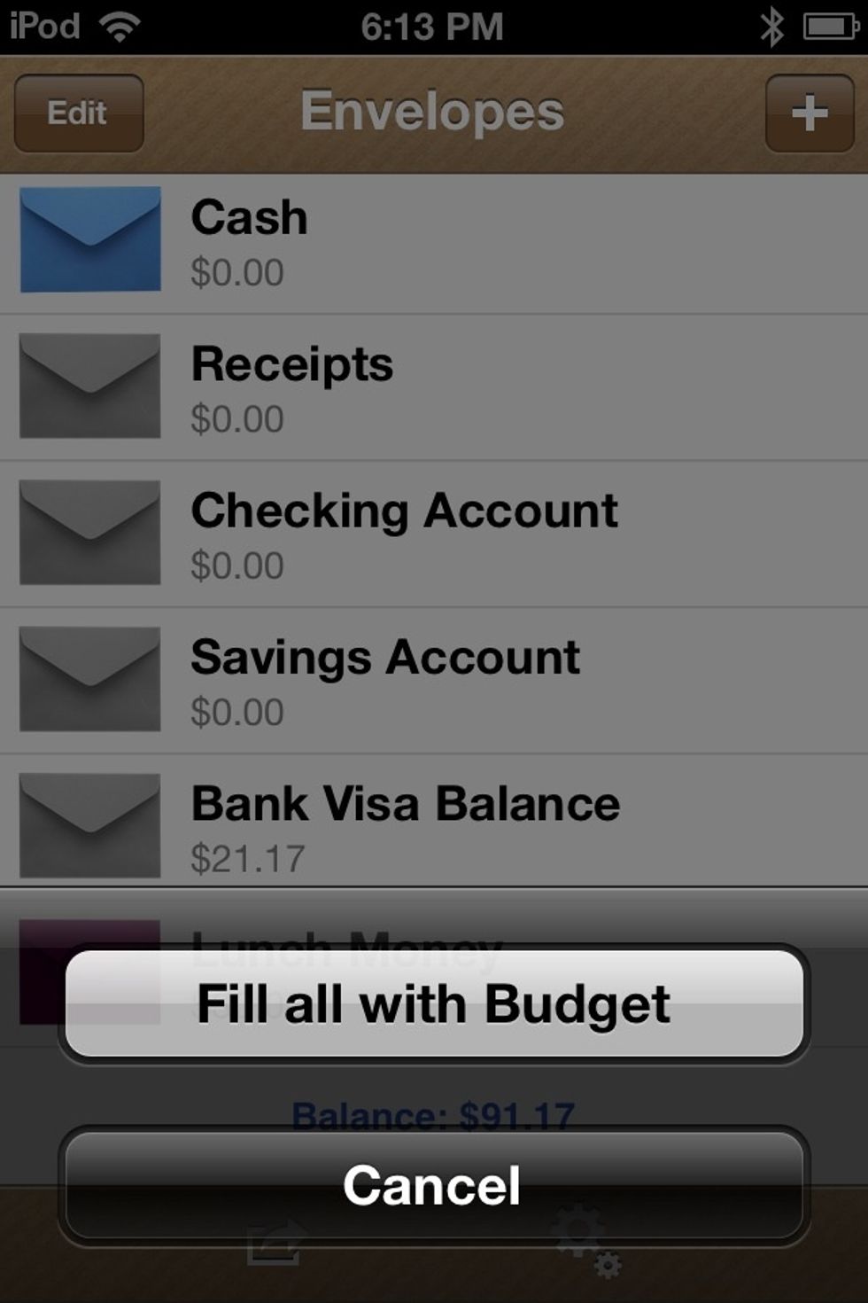 As of now, the only option is to fill all envelopes with their budgets/allowance. Tap CANCEL if you don't want to do that.