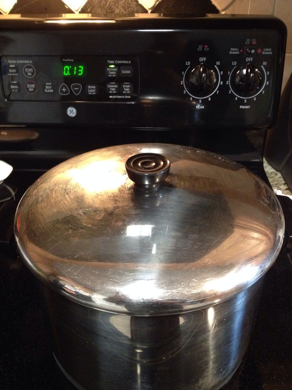 As soon as your water starts to a rolling boil, turn off the heat, COVER, and let it sit for exactly 13 minutes.