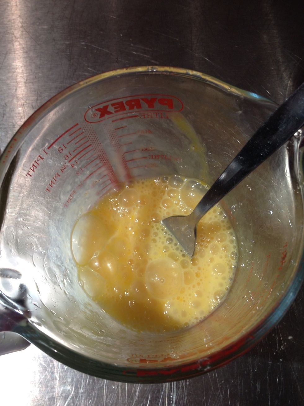 As the dough cools beat slightly the eggs.