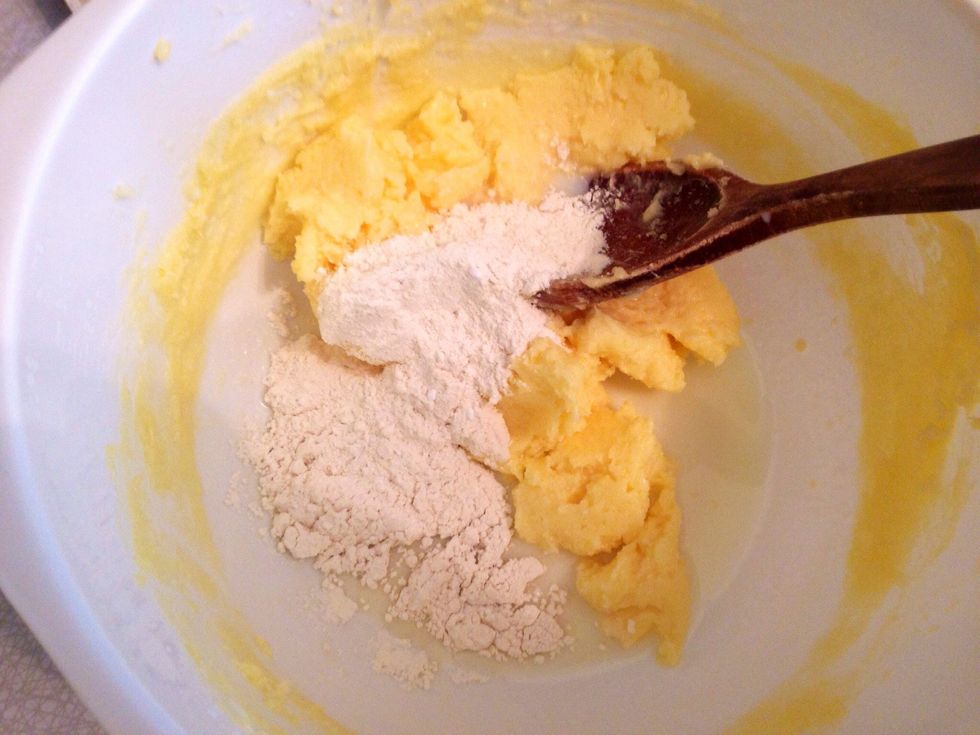 ..as well as flour mixed with baking powder.