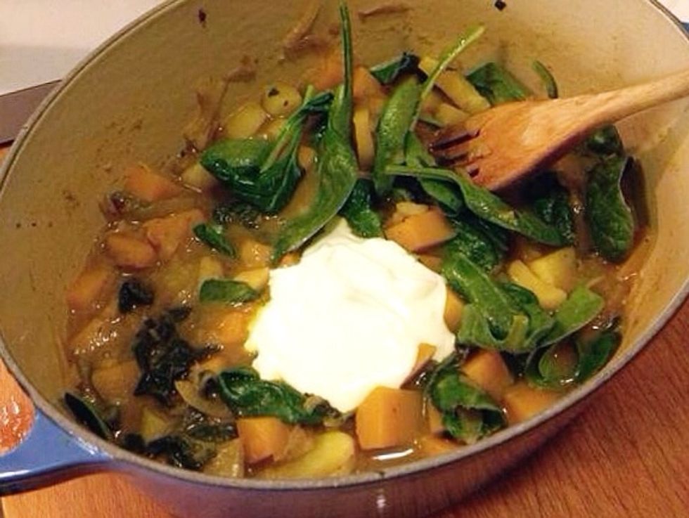 ..as well as the yogurt mix. Stir again.