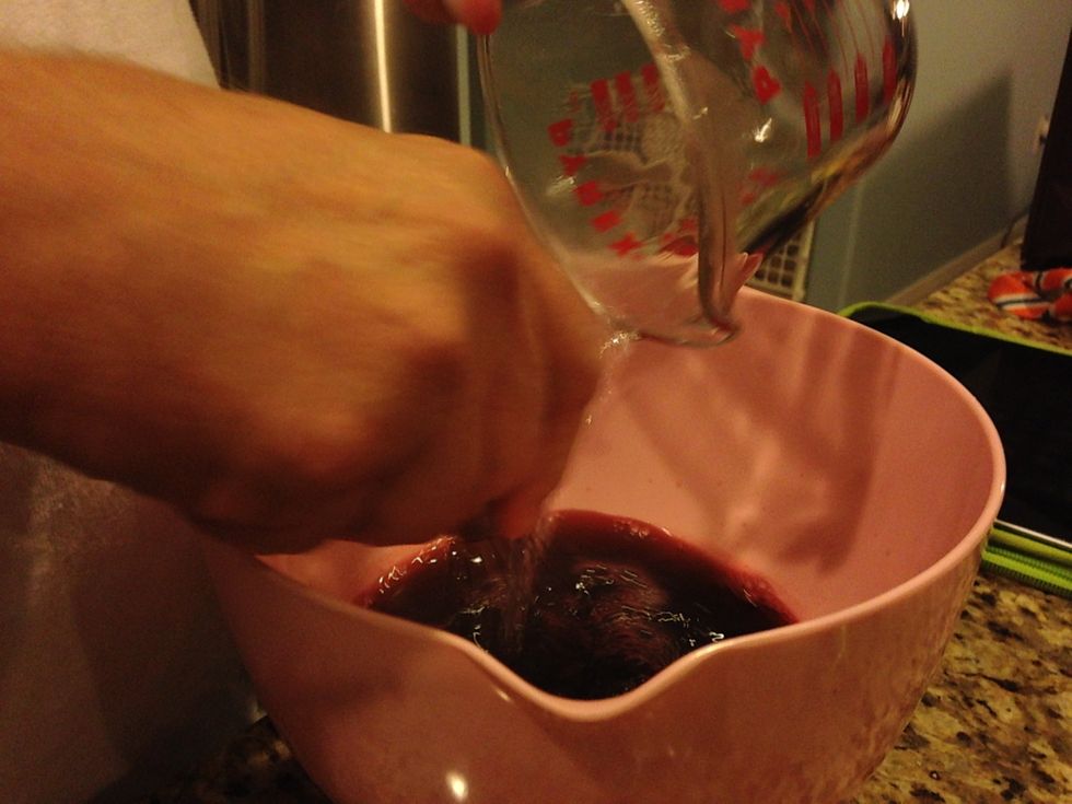 As you are pouring the boiling HOT water into the bowl whisk as you add it in.