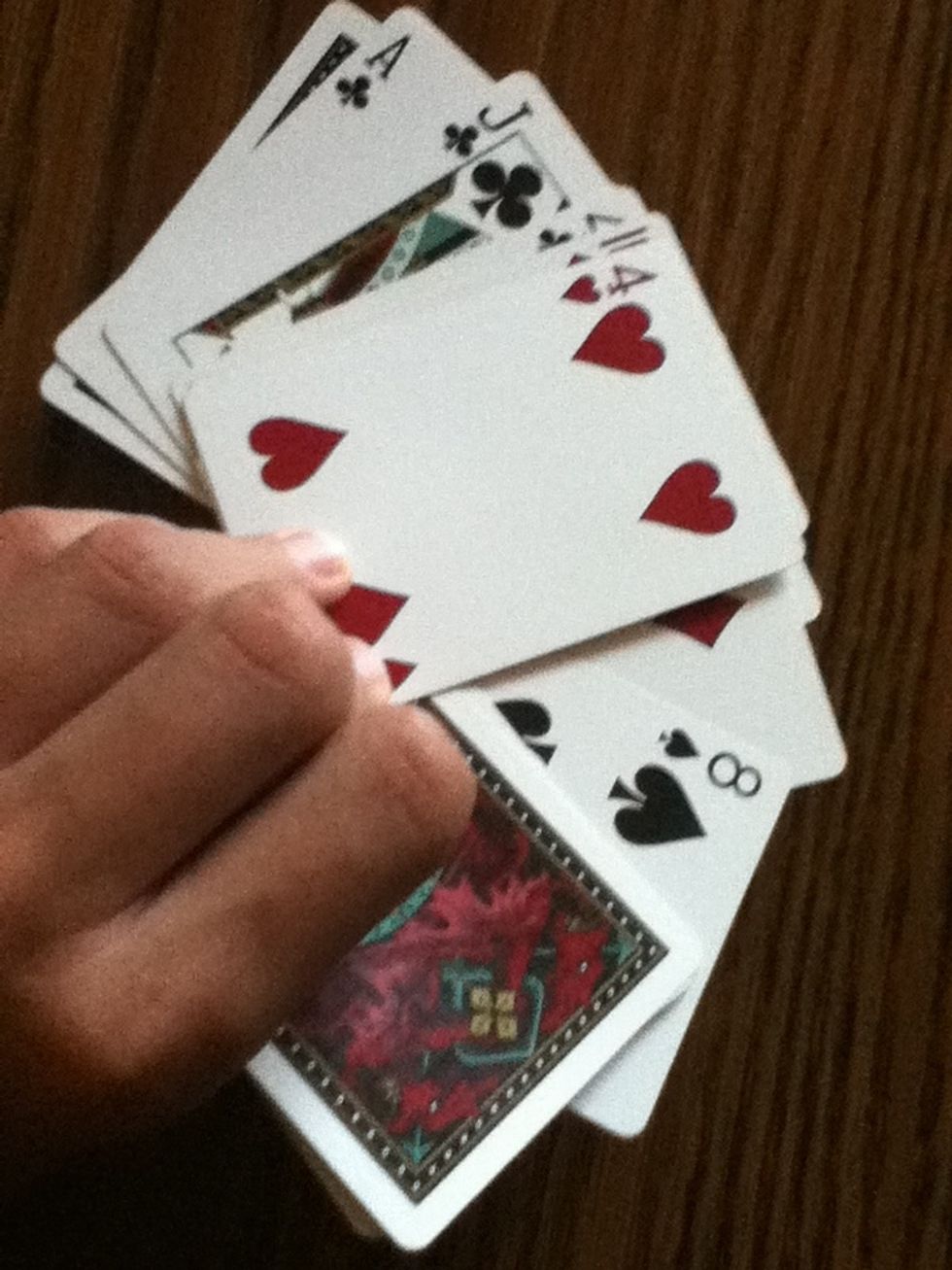 As you are recapping slide the 5th card from the bottom be hind the other cards.