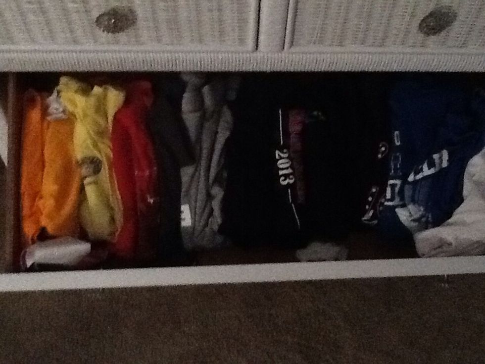 As you can see all my clothes are folders and color coded